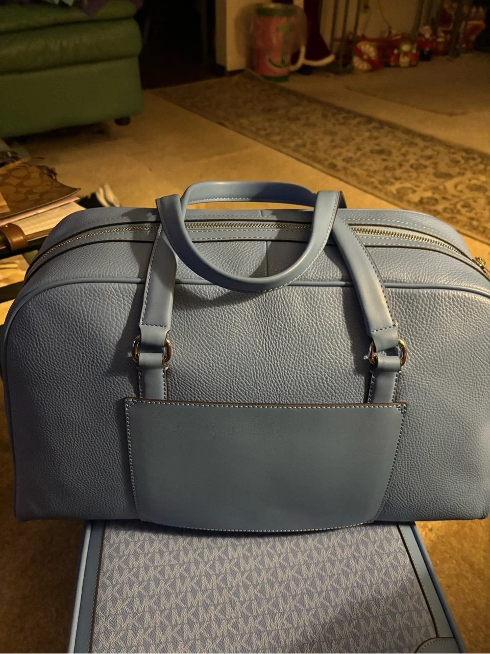 Michael Kors Blue Travel Bag Set - Duffel, Carry-On & Cosmetic Case